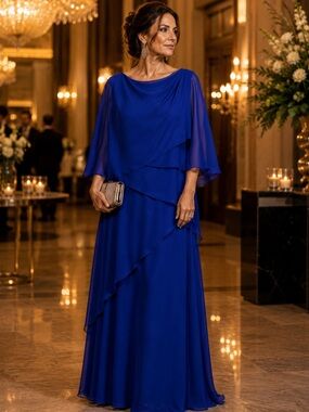 Bridess Royal Blue Chiffon Formal Gown UK18 US14 Wedding Guest NWT